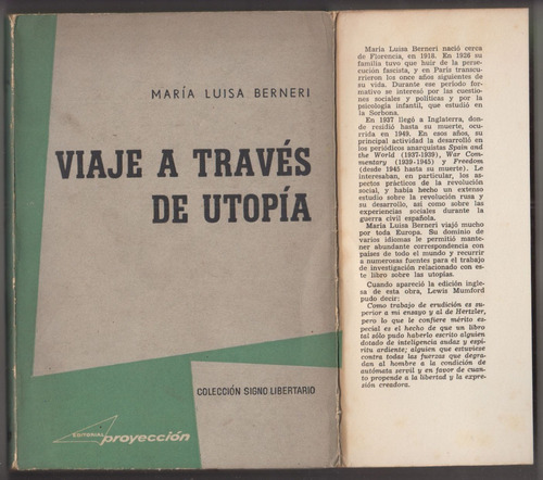 1962 Viaje A Traves De Utopia Maria Luisa Berneri Anarquista