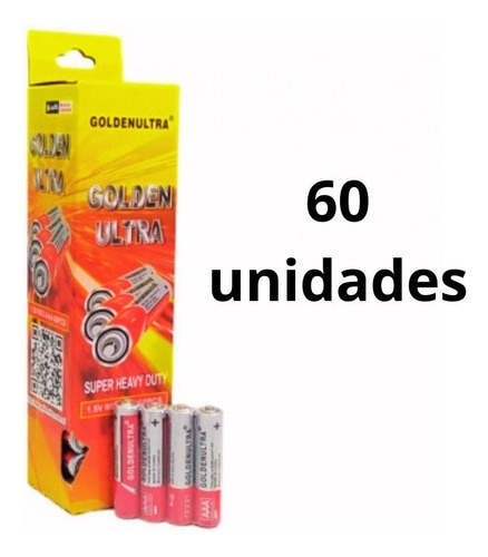 Kit 60 Pilha Comum Aa Ou AAA 1.5v R6 Golden Ultra