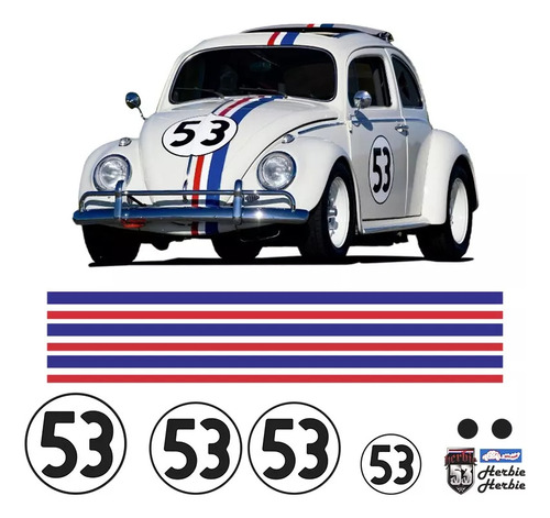 Kit Adhesivos  Calcos Laterales Fusca Herbie 53 E New Beetle