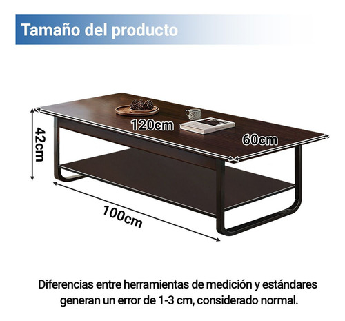 Mesa Centro De Madera Minimalista Para Sala Con Doble Repisa Madera Oscura Y Negro