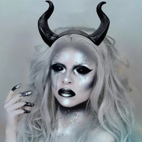 Diadema De Cuernos De Diablo, Color Negro, Cuernos De A
