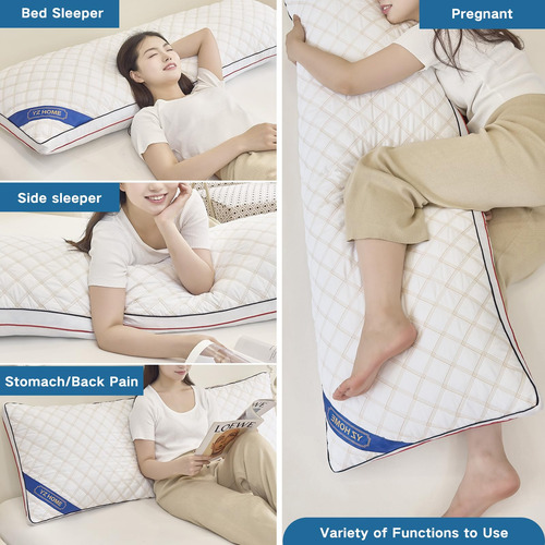 Almohada Corporal Larga Viscoelástica Altura Ajustable Azul