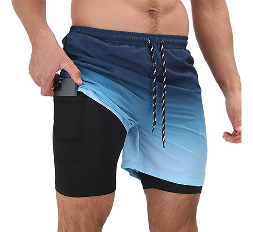 El Nuevo Traje De Baño Hombre 2 In 1 Shorts Para Playa