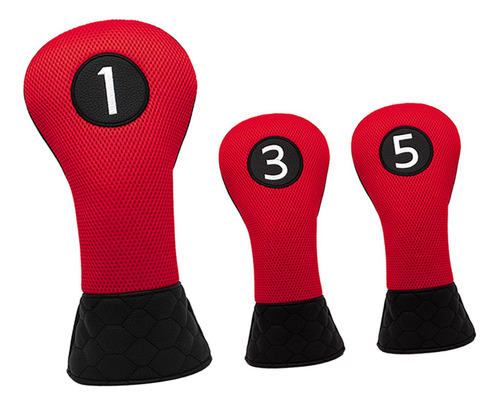 Fundas Para Cabezas De Madera De Golf, Cubiertas 1 3 5 Rojo