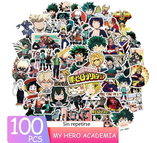 Set 100 Stickers Calcomanía Estampas My Hero Academy Anime 