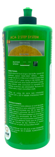 Imagen 2 de 5 de 3d Aca 500 Pulimento Automotriz De Altísimo Corte 32oz