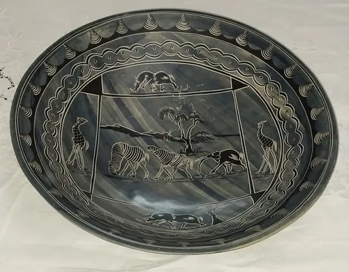 Antiguo Centro De Mesa Frutera Piedra Tallada Bellísima ! (Usado)