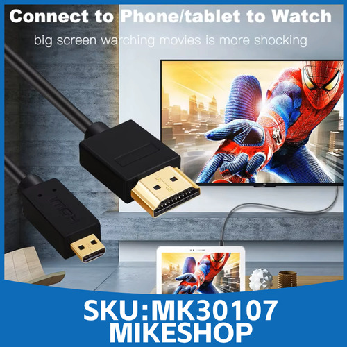 Cable Micro Hdmi A Hdmi 4k 3d 300cm Para Gopro Raspberry Pi4