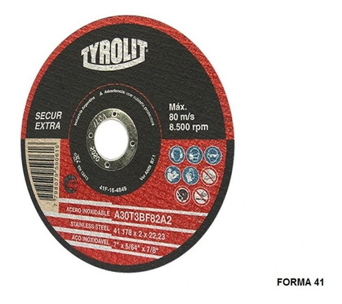 Disco Corte Amoladora Tyrolit Secur 42f-1-9010 115 X .75 X25