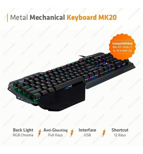 Imagen 2 de 10 de Teclado Gamer Mecanico Inverse Red Meetion Mt-mk20 Premium