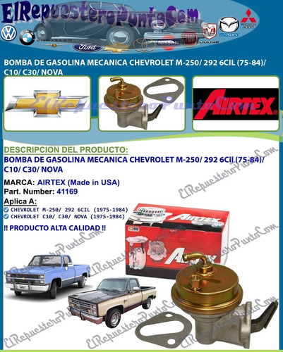 Bomba Gasolina Mecanica Chev M250 292 C10 C30 Nova (75-84)
