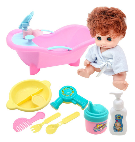 Set De Baño Esmaltado Para Muñecas, Casa De Juegos Para Niño