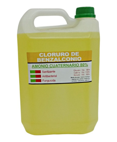 Amonio Cuaternario, Cloruro De Benzalconio X 5 Litros