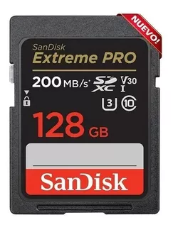 Tarjeta Sd 128gb Extreme Pro 200 Mb/seg Sandisk 4k Uhs-i U3