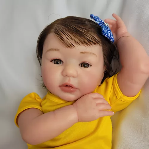 48cm Boneca Bebê Reborn Realista Enraizado Fibra De Cabelo 100% Silicone  Suave Pode Tomar Banho