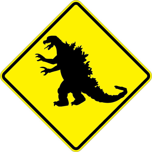 Godzilla - Seales De Advertencia De 18 X 18 Pulgadas. Lmina