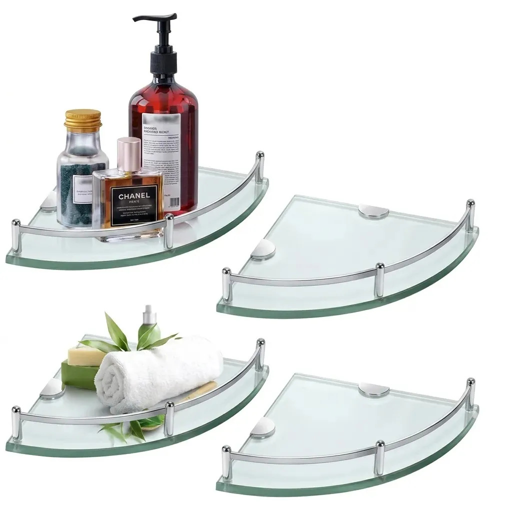 Set 4 Estantes Esquinero Vidrio Templado Sacré Solutions Baño Cocina