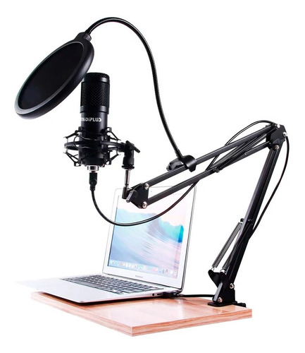Imagen 6 de 10 de Kit Micrófono Condenser Cardioide Usb Midiplus Usb800 Negro