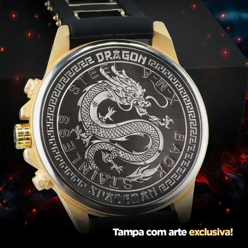 Relogio Aço Dourado + Corrente + Maquina Cortar Cabelo
