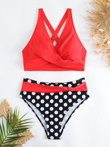Bikini De Cintura Alta Estampado Bikini Partido