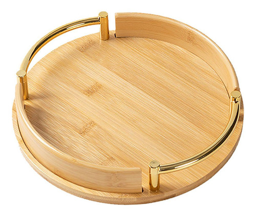 . Bandeja Redonda De Madera Para Servir Con Asas, Comedor