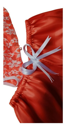 Pijama De Satin Y Encaje Para Dama
