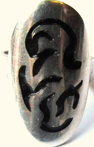 Anillo/plata Macizo Esmaltado En Negro/hecho X Orfebre/15mm