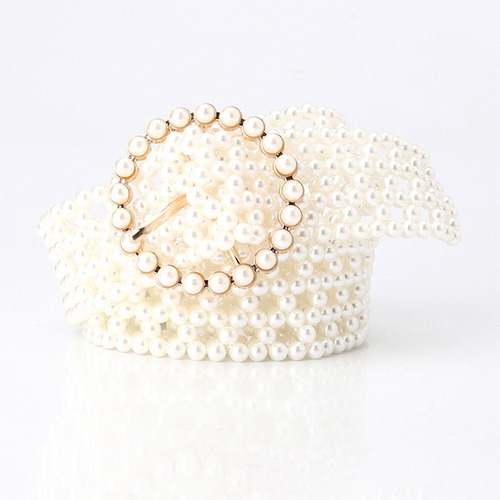 Cinturón De Perlas Elásticas For Mujer, Cinturones De