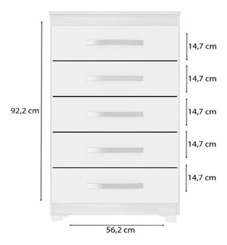 Comoda 5 Gavetas 57 Cm Moden 2259 Branco Flex Incp