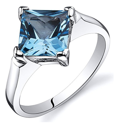 Anillo Topacio Azul Suizo Para Mujer Plata 925 Solitario Cla