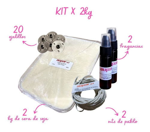 Imagen 2 de 9 de Kit Soja X 2 Kilos +insumos. Fragancias Dulces. Completo.