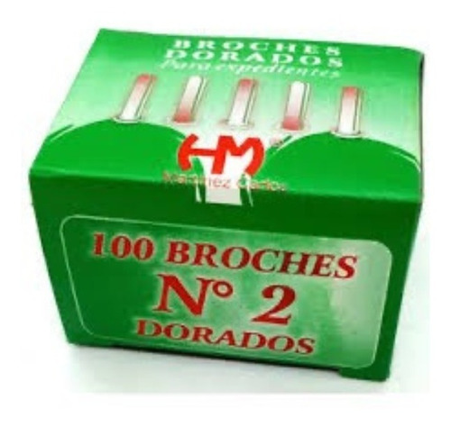 Broche Dorado Para Expediente Nro. 2 X 100 Unid Mariposa