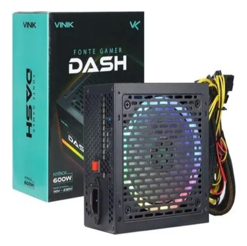 Fonte Atx 600w Real Vinik Dash Vfg600wpr Rgb Reembalado