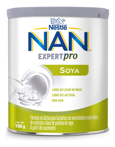 Leche de fórmula en polvo sin TACC Nestlé Nan Soya en lata de 1 de 900g - 0  a 6 meses