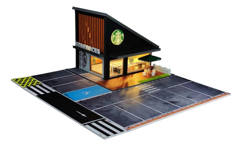 Diorama Starbucks Cafetería Escala 1/64 Luz Led Hot Wheels