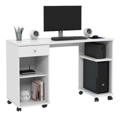Escrivaninha Patrimar Móveis Mesa de computador Million mdp de 125cm x 76cm x 45cm branco Pintura UV