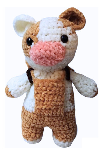 Vaca Amarilla Y Girasol En Overol Peluche Amigurumi Suave