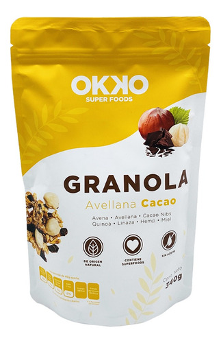 Granola Avellana Cacao Okko Superfoods 340 G