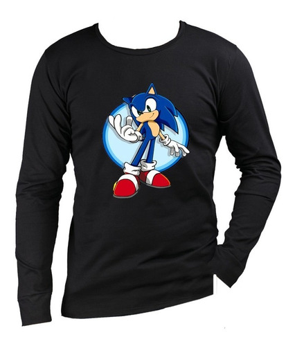 Remera Manga Larga Sonic El Erizo Para Chicos