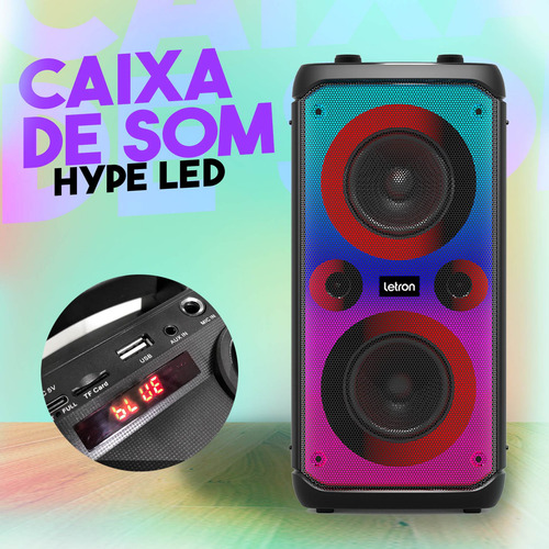 Caixa De Som Hype Led Rgb Controle Multimidia 150w Letron