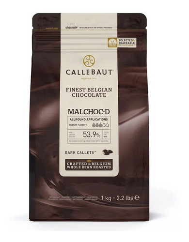 Chocolate Sin Azúcar Añadida Semi Amargo 53.9% Callebaut 1kg