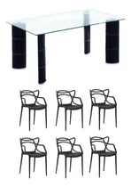 Comprar Mesa De Comedor Vidrio 10mm 1.80 X 85 Cuero Ecol C\u002F6 Sillas