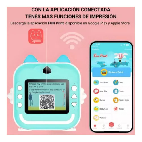 Latwne 32g Memory Children Mini Camera Hd Cámara De Fotografía Digital Cámara De Impresión Instantánea Para Niña De Navidad Azul