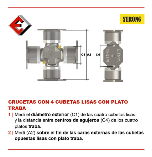 Imagen 2 de 5 de Cruceta Ø60 X 163 4 Cub. Lisas C/tapas Strong Etma Str1-240