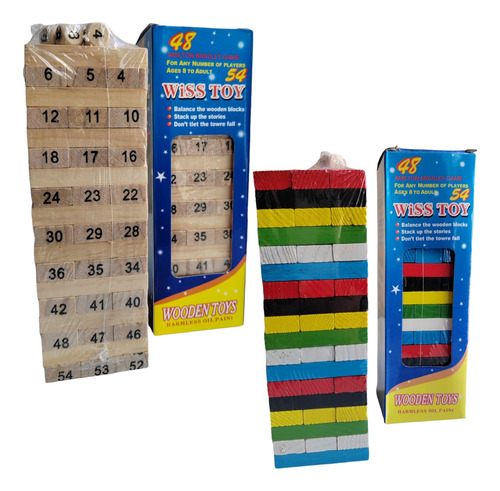 Jenga Juego D Destreza D Madera D 48 Piezas En Colores