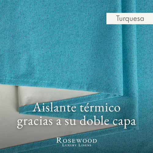Cortina 100% Blackout 240x132 Engomada X2 Rosewood Tipo Lino Color Turquesa
