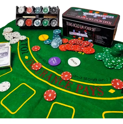 Brinquedo Jogo Texas Poker Set Lata com 200 fichas e 2 Baralhos