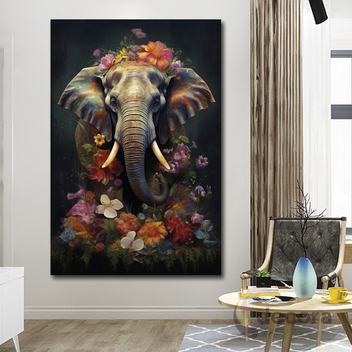 Cuadro Elefante Colores Elegante Sala Animal 13 60x90