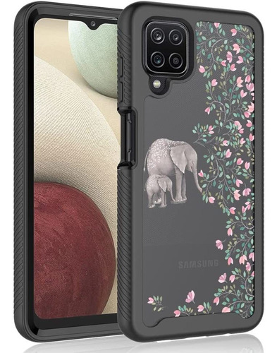 Funda Para Samsung Galaxy A12 - Elefante/flores Rosas