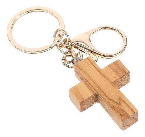 3 Llavero Con Cruz De Madera, Dijes Cruzados, Artes Y Dorado